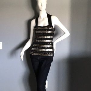 Sequin and beaded top -Black and Gold top!